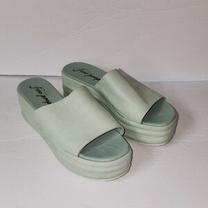 Free People Mint Green Platform Slides